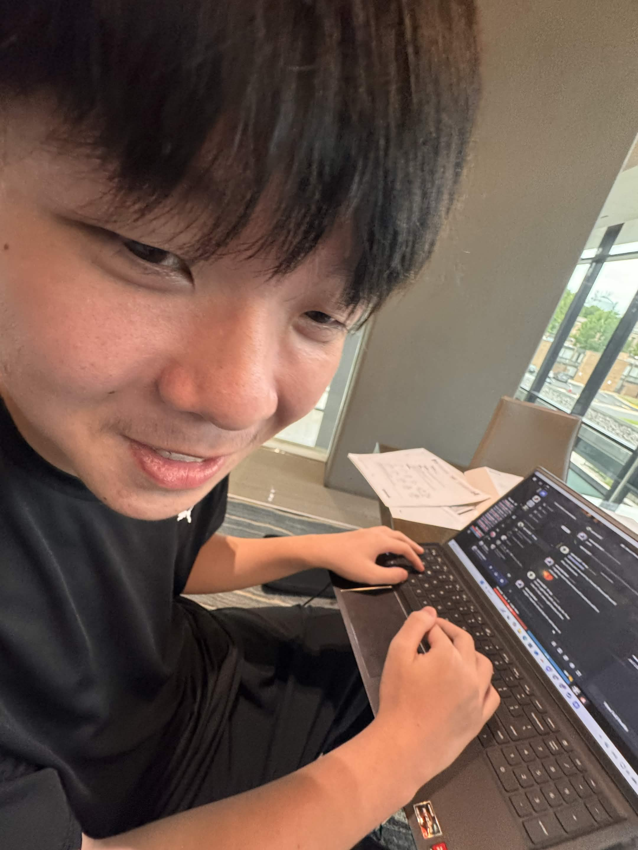 Student working on a laptop